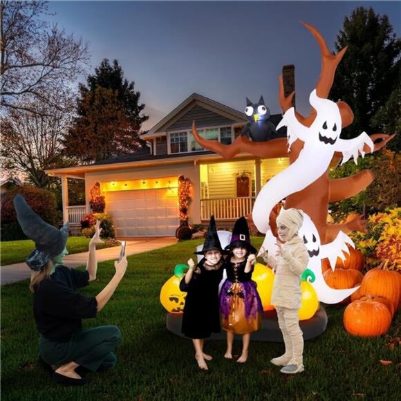 8 FT Halloween Inflatables Outdoor Decorations, Giant Blow Ups Flying Ghosts - Picture 5 of 8